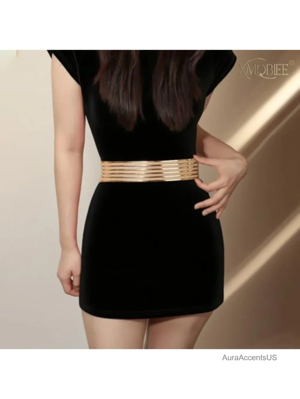 Wide Elastic Waist Belt with Snap Closure for Dresses
